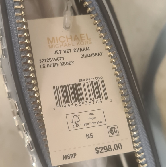 Nuevo Jet Set Bolso de Mano Michael Kors Dije Azul - Picture 2 of 5